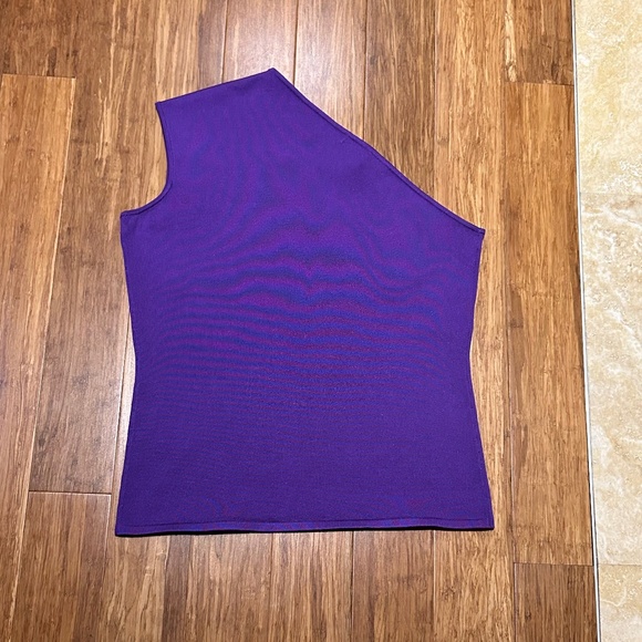 Ralph Lauren Black Label Tops - Ralph Lauren Black Label One Shoulder Asymm. Neckline Purple Blouse, Size L